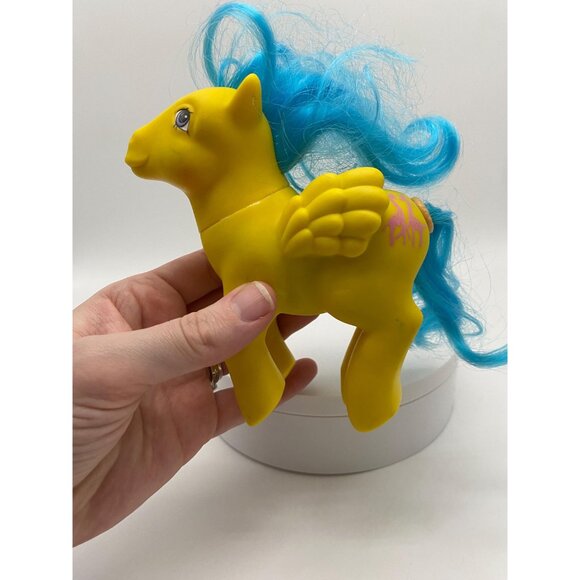1985 Hasbro My Little Pony Happy Tails Tall Tales Yellow Pegasus Giraffe Pony - Picture 6 of 7